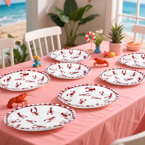 50 Pcs Crawfish Boil Oval Paper Plates - Grencian