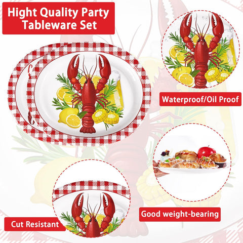 50Pcs Crawfish Boil Oval Paper Plates - Grencian