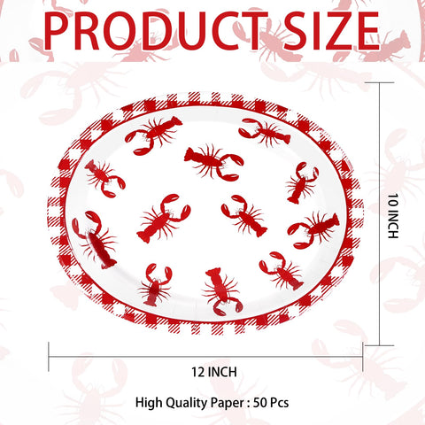 50 Pcs Crawfish Boil Oval Paper Plates - Grencian