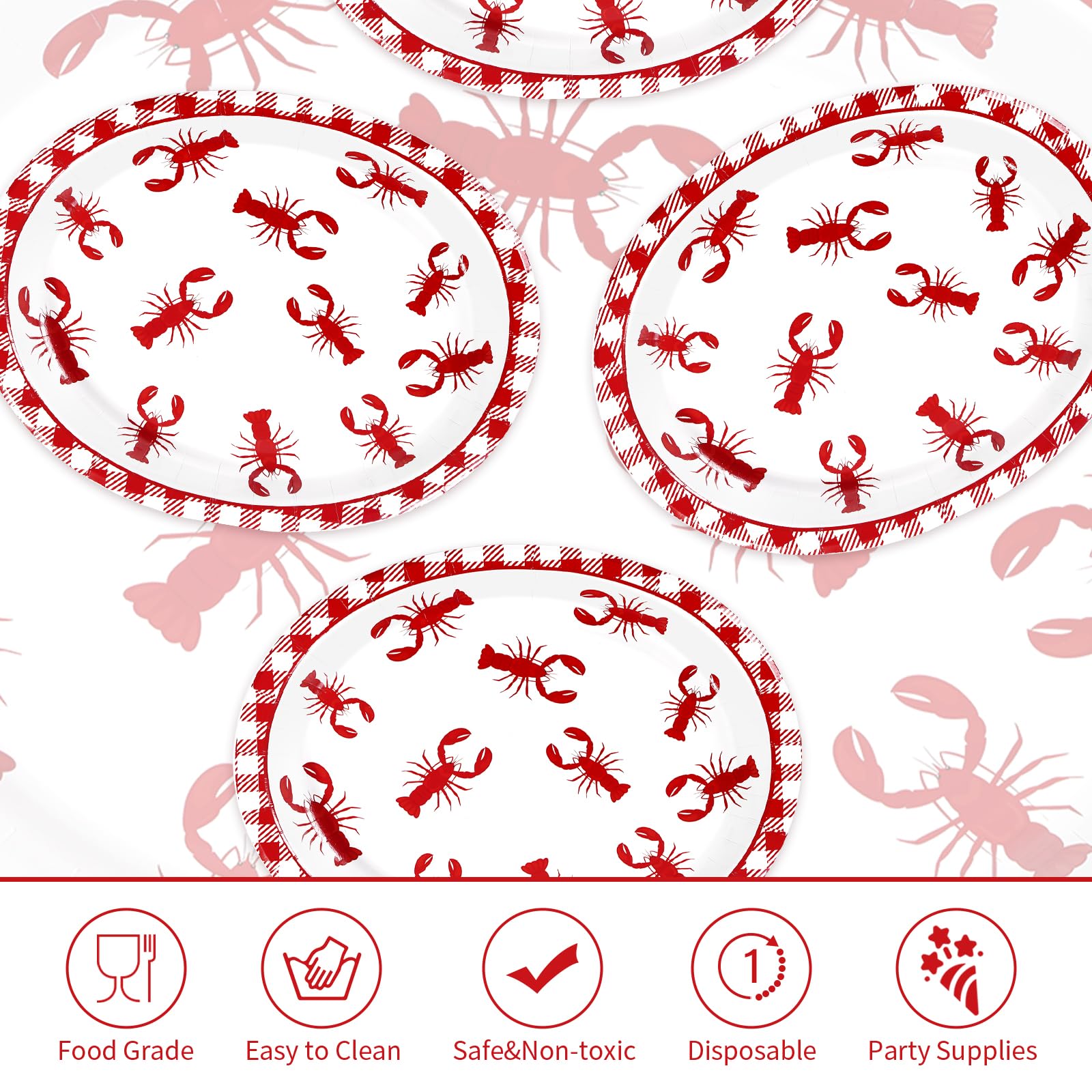 50 Pcs Crawfish Boil Oval Paper Plates - Grencian