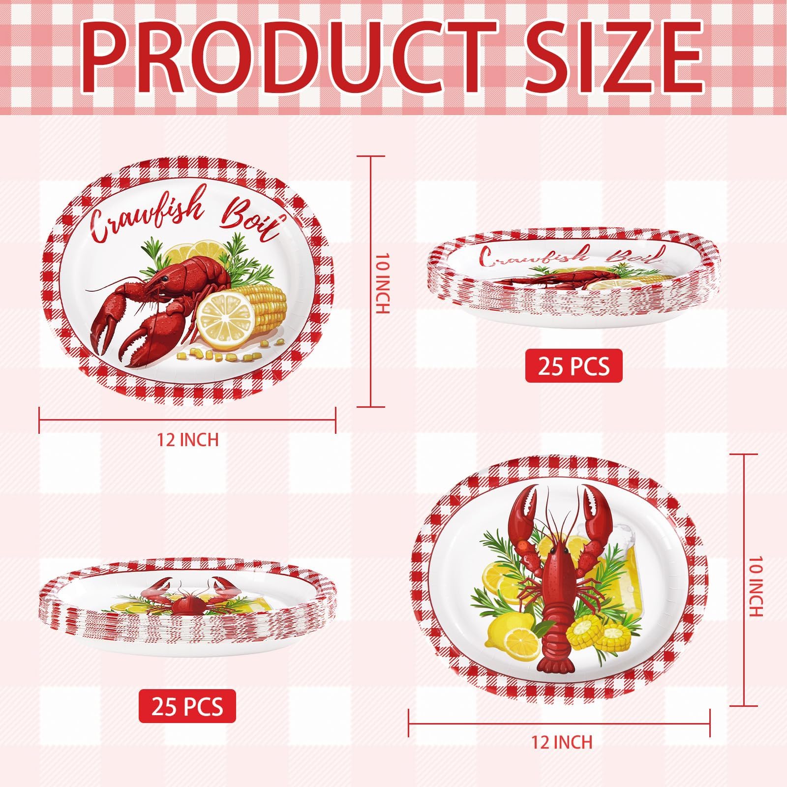 50Pcs Crawfish Boil Oval Paper Plates - Grencian