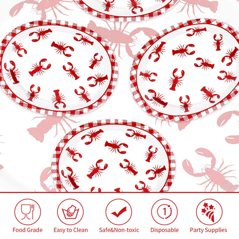 50 Pcs Crawfish Boil Oval Paper Plates - Grencian