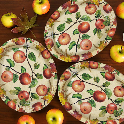 50Pcs Fall Apple Oval Paper Plates - Grencian
