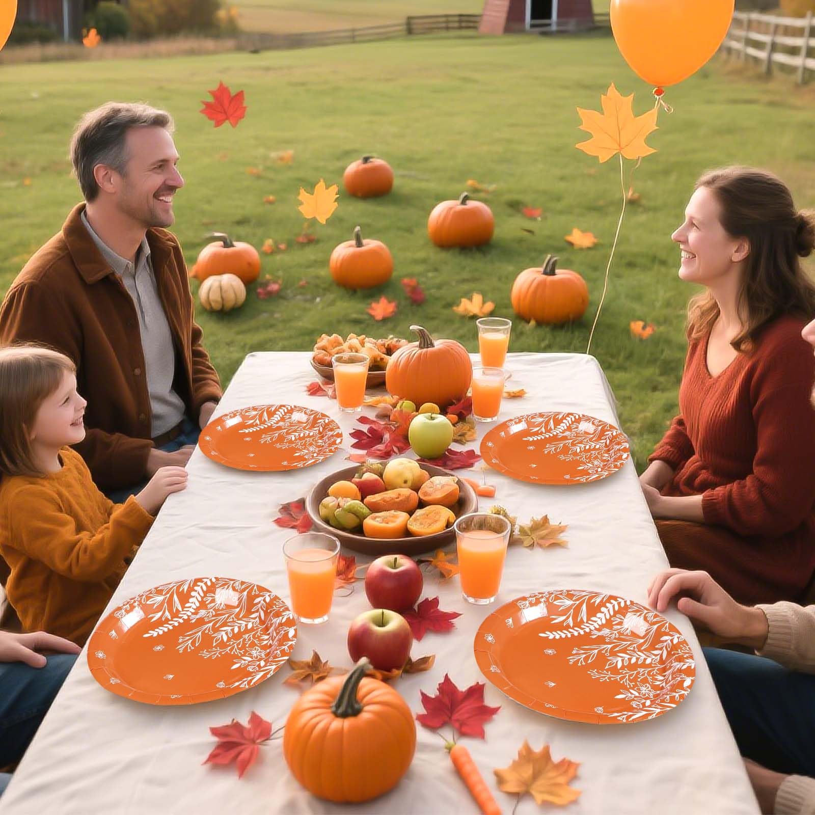 50 Pcs Fall Wildflower Party Paper Plates - Grencian