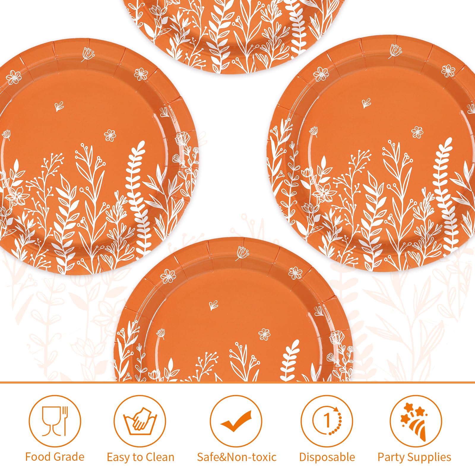 50 Pcs Fall Wildflower Party Paper Plates - Grencian