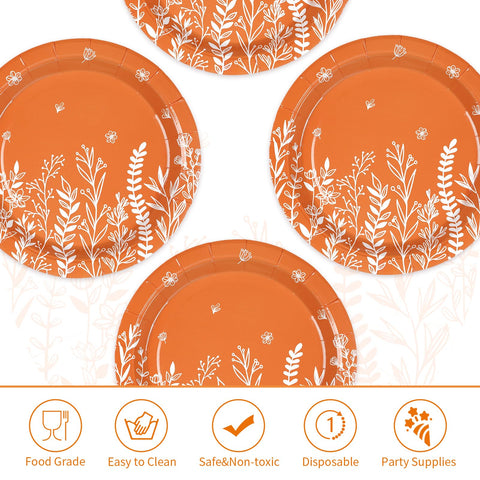50 Pcs Fall Wildflower Party Paper Plates - Grencian