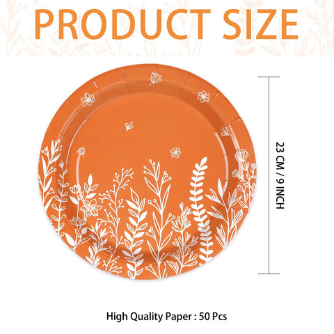 50 Pcs Fall Wildflower Party Paper Plates - Grencian