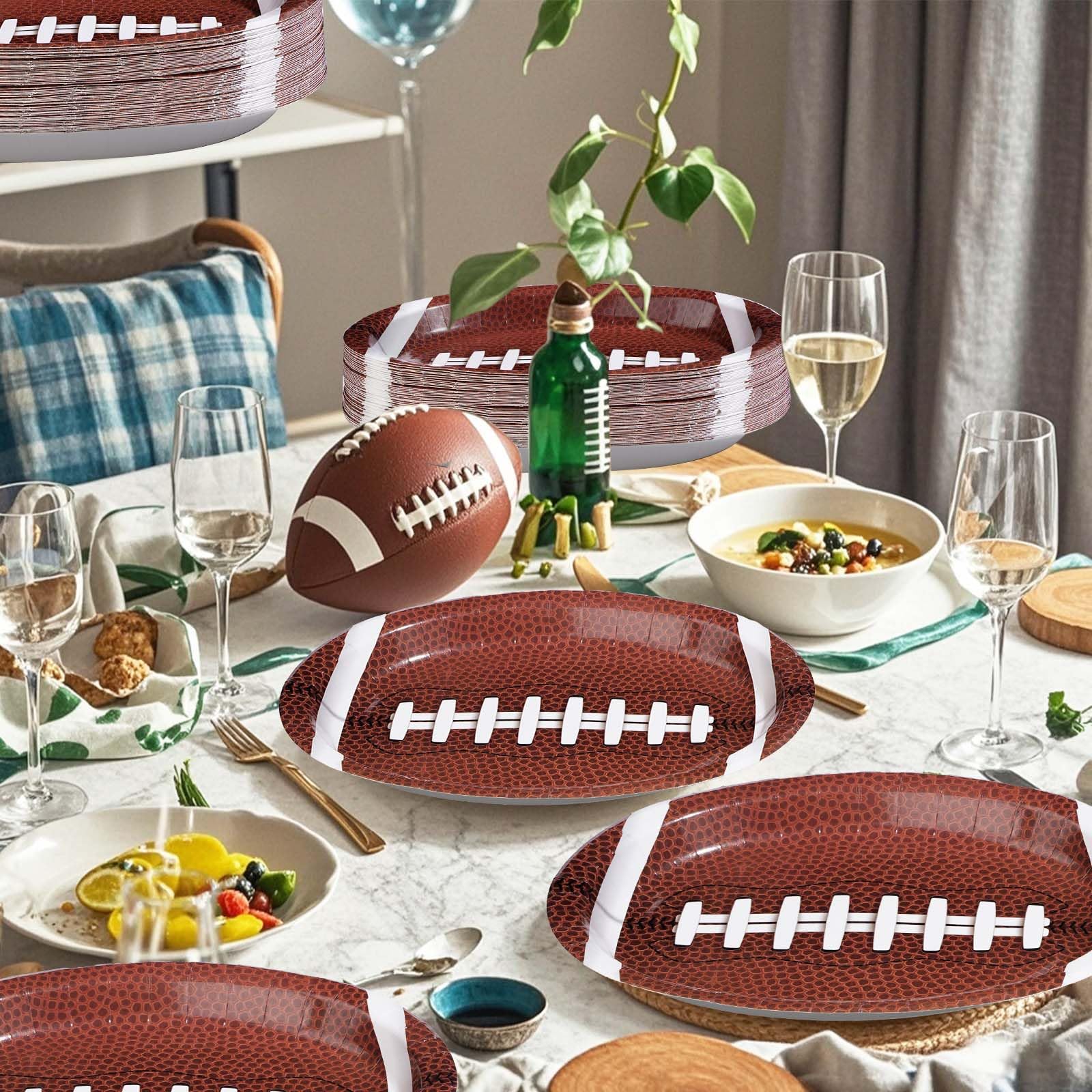 50Pcs Football Oval Paper Plates - Grencian
