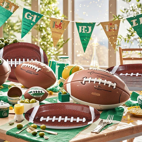 50Pcs Football Oval Paper Plates - Grencian