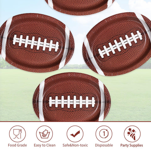 50Pcs Football Oval Paper Plates - Grencian
