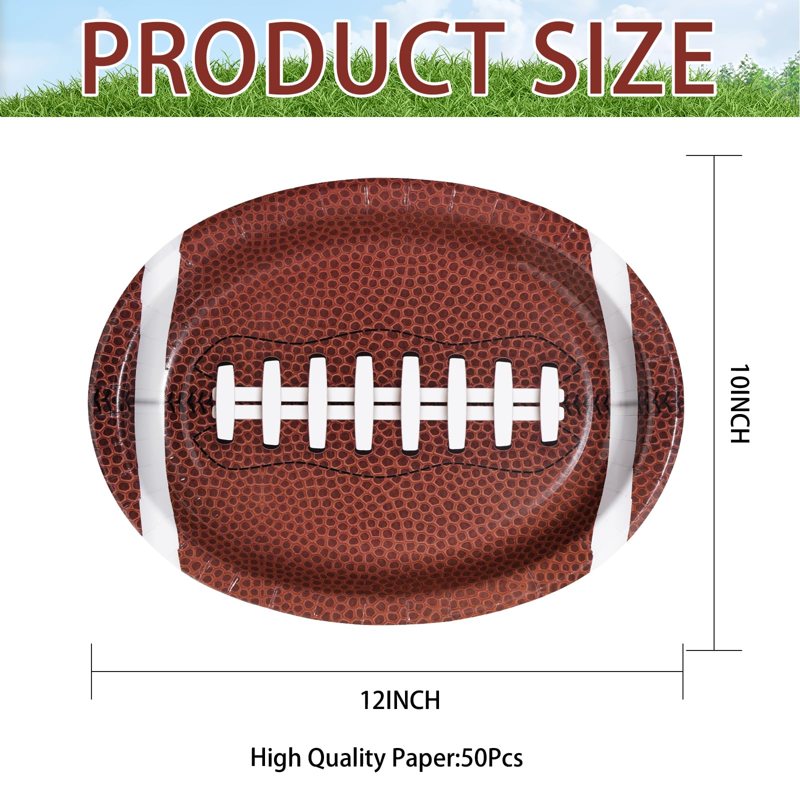 50Pcs Football Oval Paper Plates - Grencian
