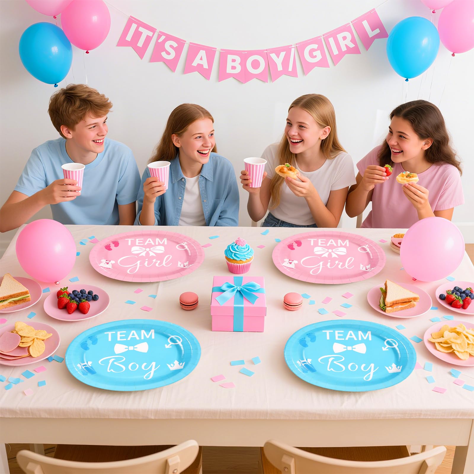 50Pcs Gender Reveal Oval Paper Plates - Grencian