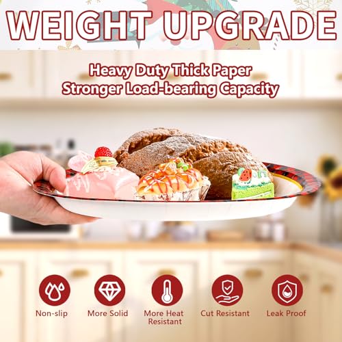 50Pcs Green Red Christmas Truck Oval Paper Plates - Grencian