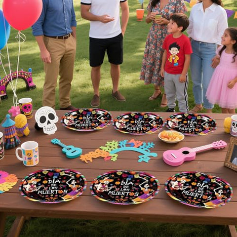 50Pcs Halloween Dancing Skeleton Oval Paper Plates - Grencian