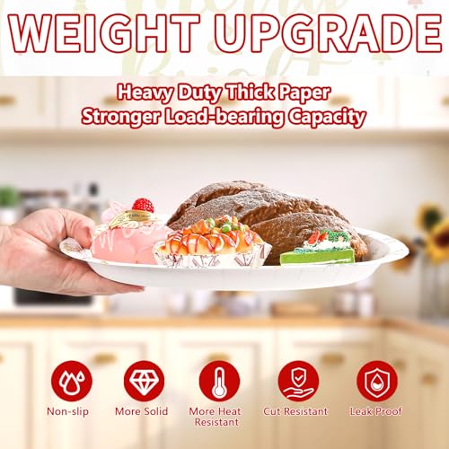 50Pcs Merry Christmas Tree Oval Paper Plates - Grencian