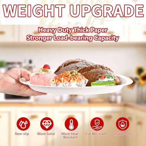 50Pcs Merry Christmas Tree Oval Paper Plates - Grencian