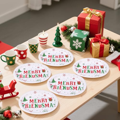 50Pcs Merry Friendsmas Oval Paper Plates - Grencian