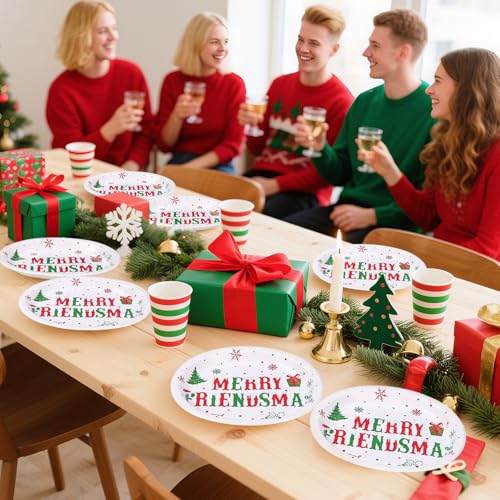 50Pcs Merry Friendsmas Oval Paper Plates - Grencian