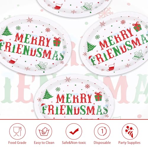 50Pcs Merry Friendsmas Oval Paper Plates - Grencian
