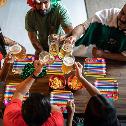 50Pcs Mexican Floral Square Paper Plates - Grencian