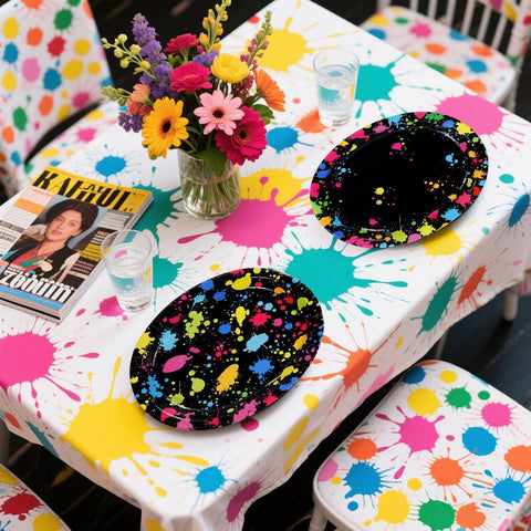 50Pcs Neon Glow Oval Paper Plates - Grencian