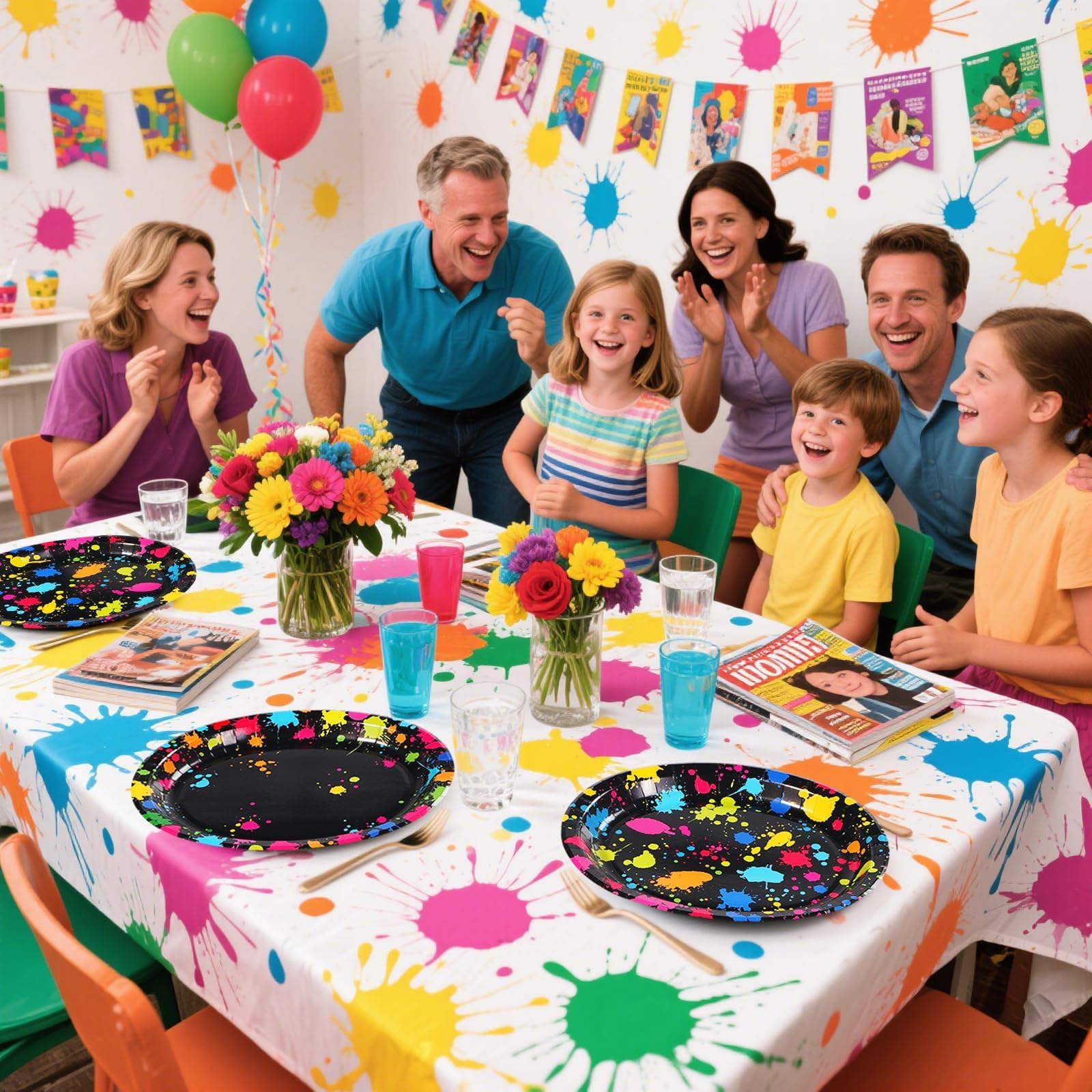 50Pcs Neon Glow Oval Paper Plates - Grencian