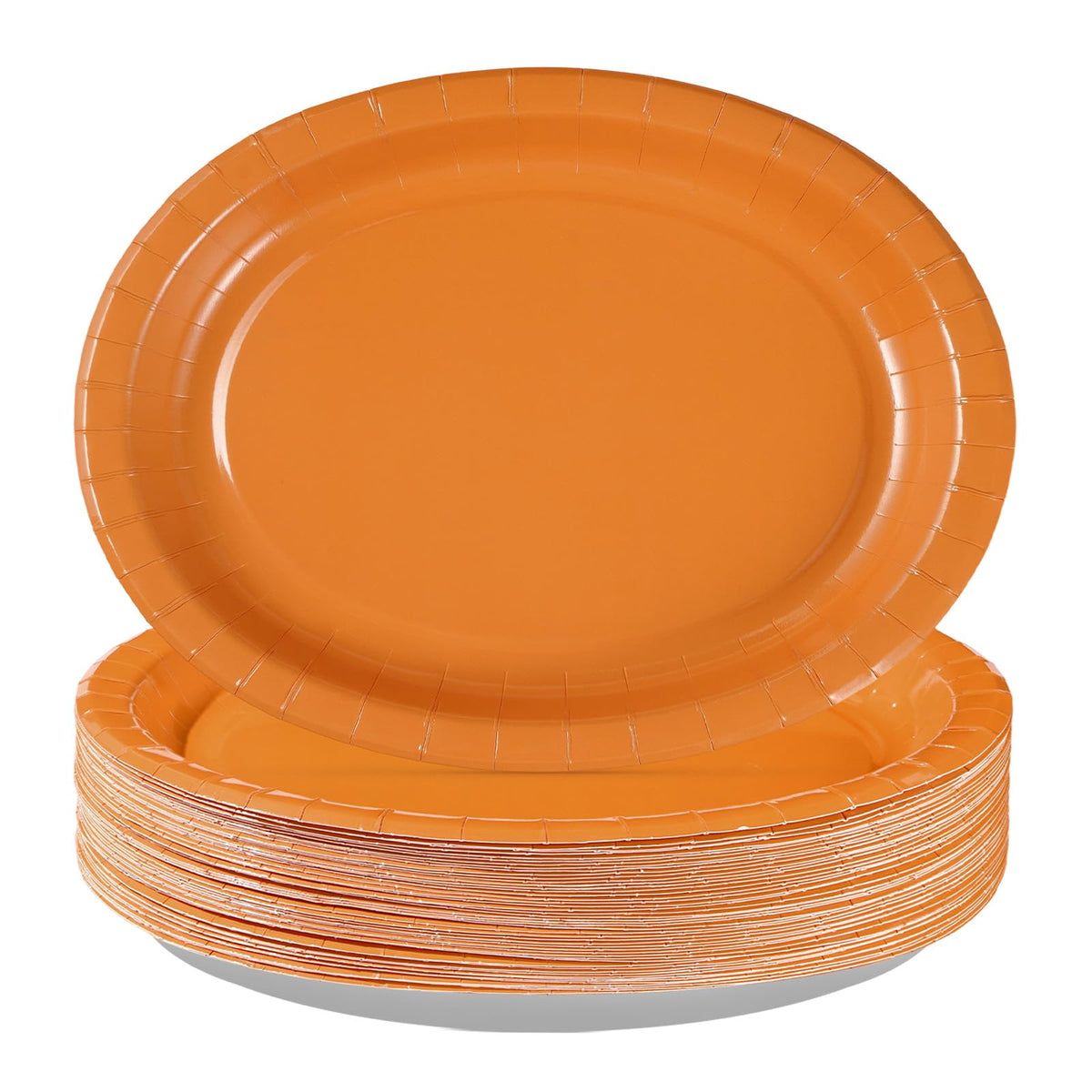 50Pcs Orange Oval Paper Plates - Grencian