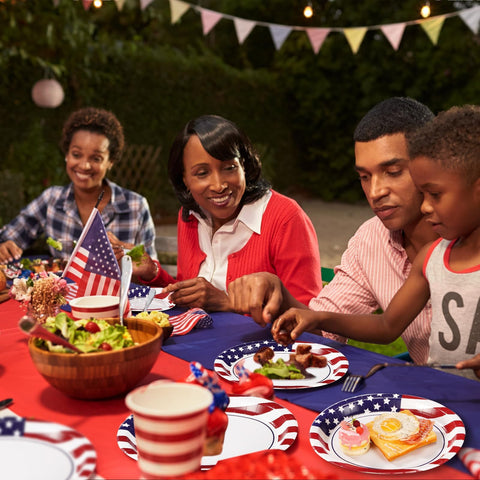 50Pcs Patriotic Oval Paper Plates - Grencian