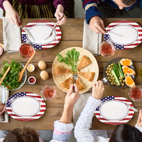 50Pcs Patriotic Oval Paper Plates - Grencian