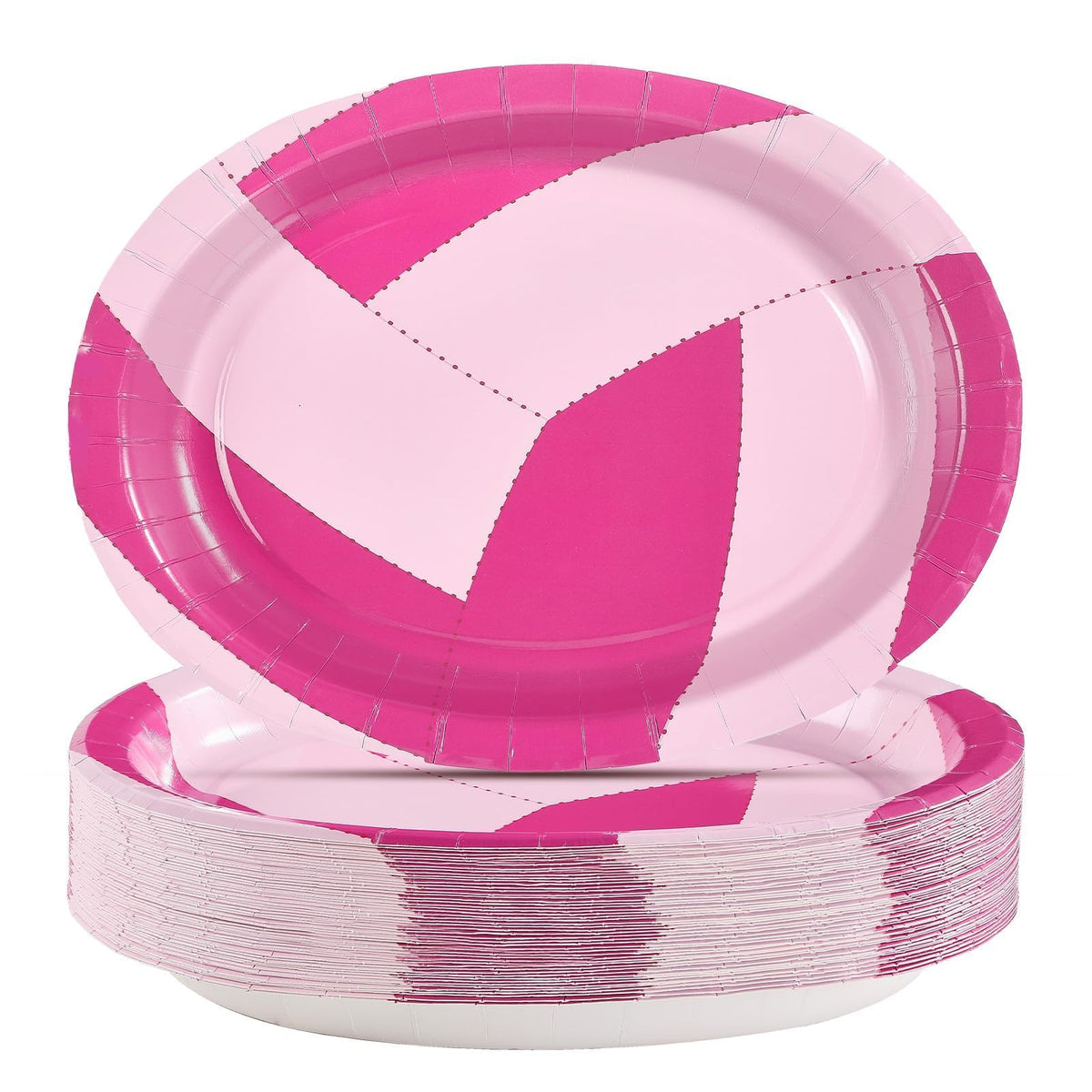 50Pcs Pink Volleyball Oval Paper Plates - Grencian