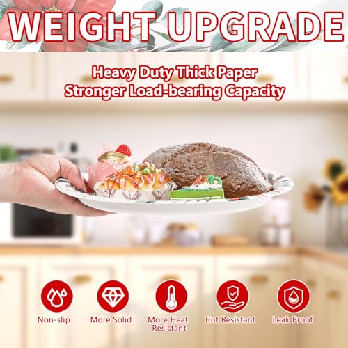 50Pcs Poinsettia Flower Oval Paper Plates - Grencian