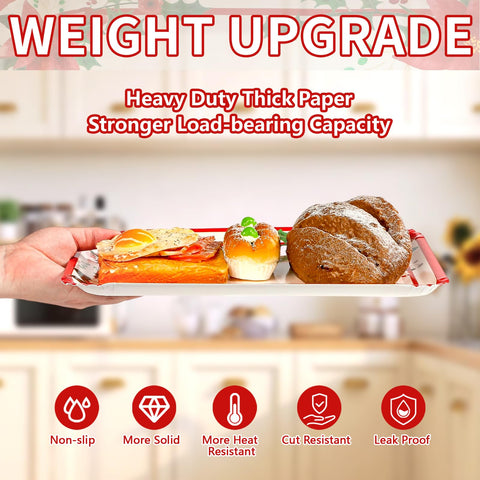 50Pcs Poinsettia Rectangular Paper Platters - Grencian