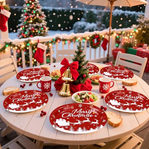 50Pcs Santa Claus and Elks Oval Paper Plates - Grencian
