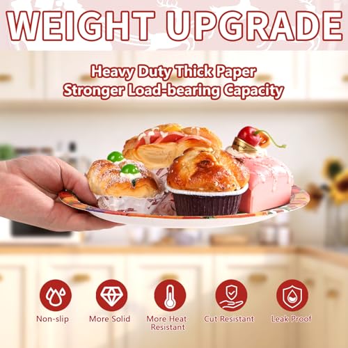 50Pcs Santa Claus and Elks Oval Paper Plates - Grencian