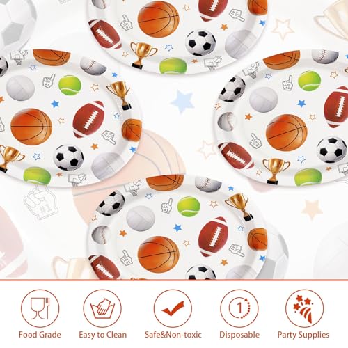 50Pcs Sports Theme Oval Paper Plates - Grencian