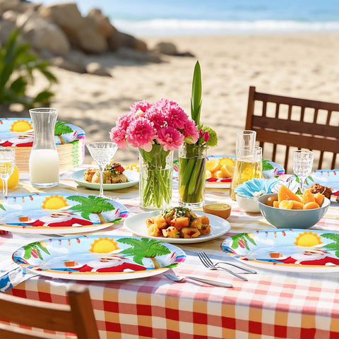 50Pcs Summer Christmas Oval Paper Plates - Grencian