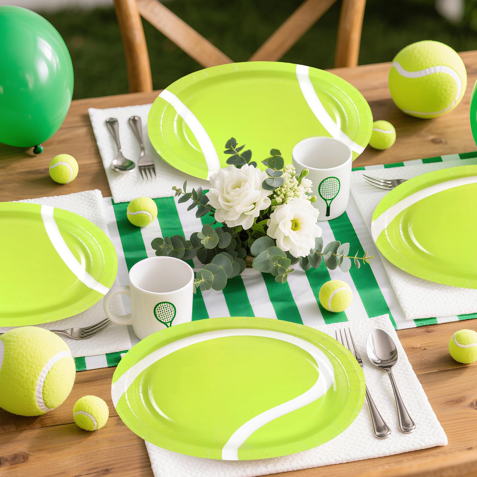 50Pcs Tennis Oval Paper Plates - Grencian