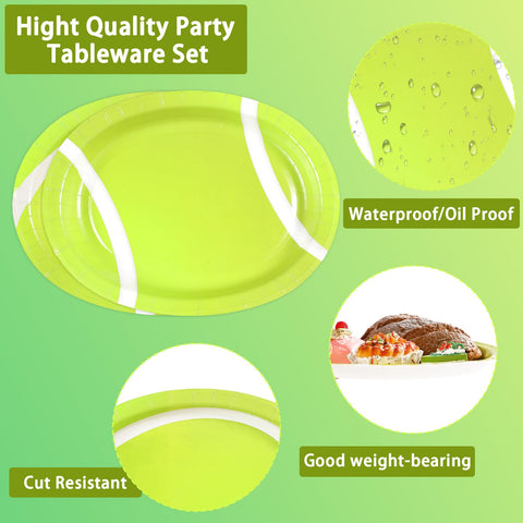 50Pcs Tennis Oval Paper Plates - Grencian