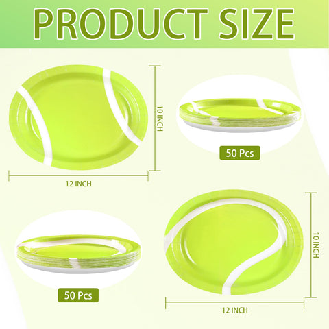 50Pcs Tennis Oval Paper Plates - Grencian