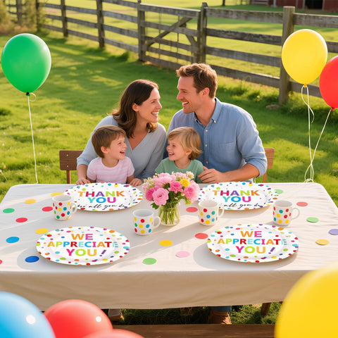 50Pcs Thank You Oval Paper Plates - Grencian