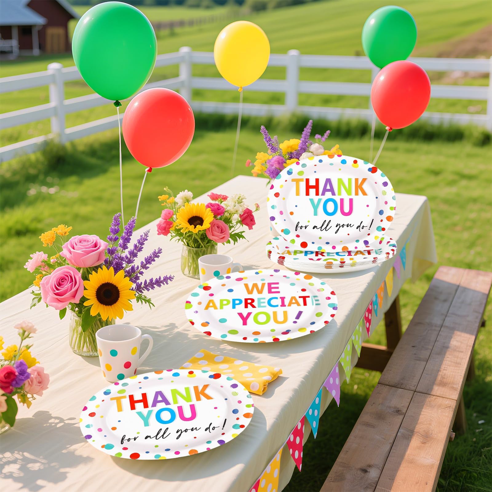 50Pcs Thank You Oval Paper Plates - Grencian