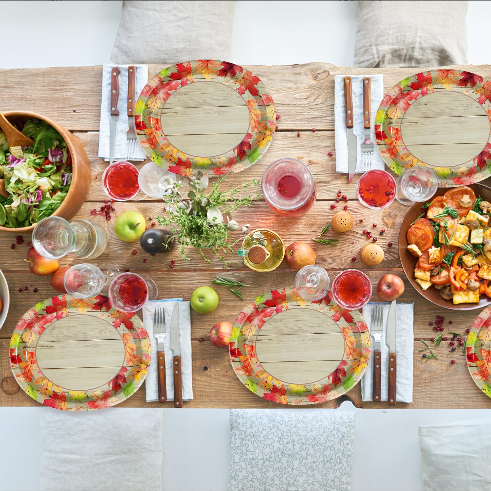 50Pcs Thanksgiving Autumn Oval Paper Plates - Grencian