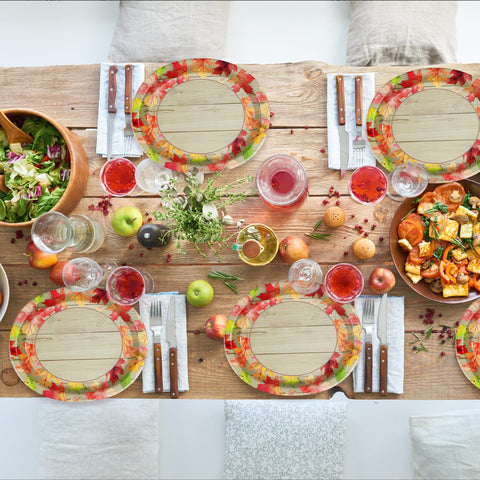 50Pcs Thanksgiving Autumn Oval Paper Plates - Grencian