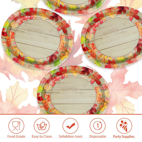 50Pcs Thanksgiving Autumn Oval Paper Plates - Grencian