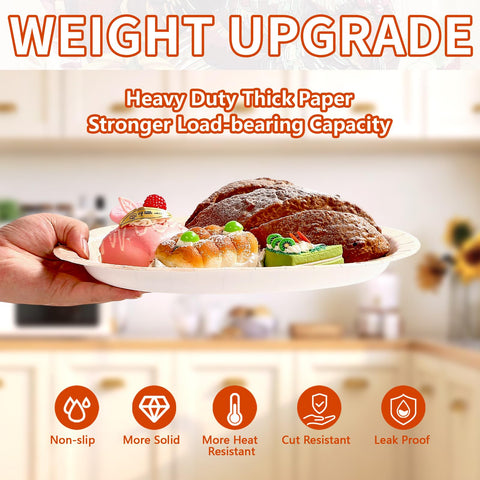 50Pcs Turkey Pumpkin Oval Paper Plates - Grencian