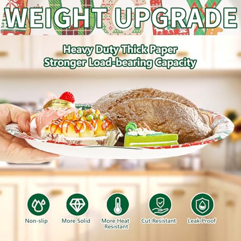 50Pcs Ugly Sweater Oval Paper Plates - Grencian