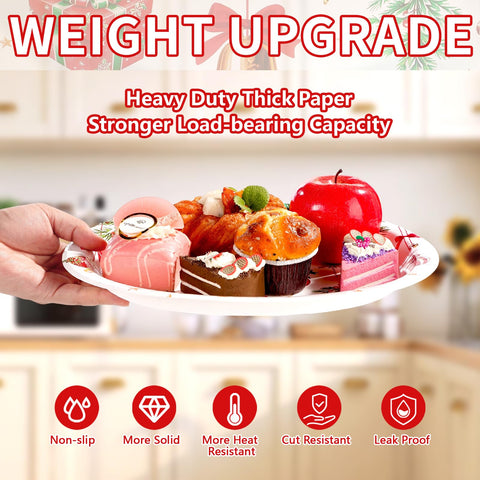 50Pcs Vintage Christmas Ball Oval Paper Plates - Grencian