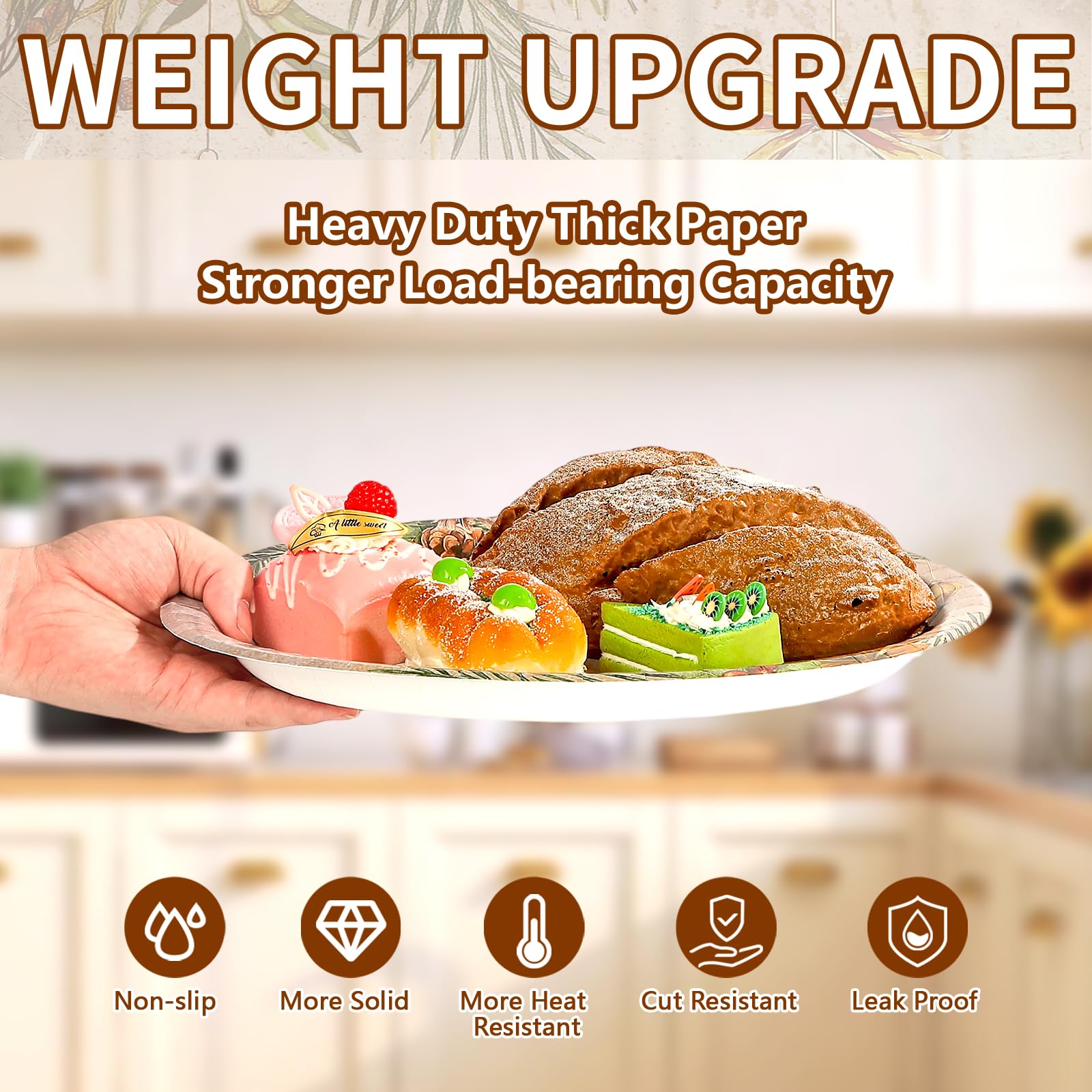 50Pcs Vintage Xmas Balls Oval Paper Plates - Grencian