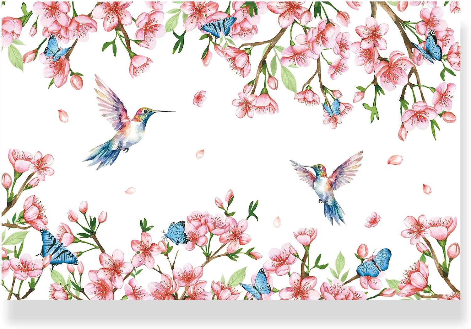 50Pcs Flower Bird Butterfly Paper Placemats 11" x 17" - Hummingbird Floral Disposable Table Mats - Grencian