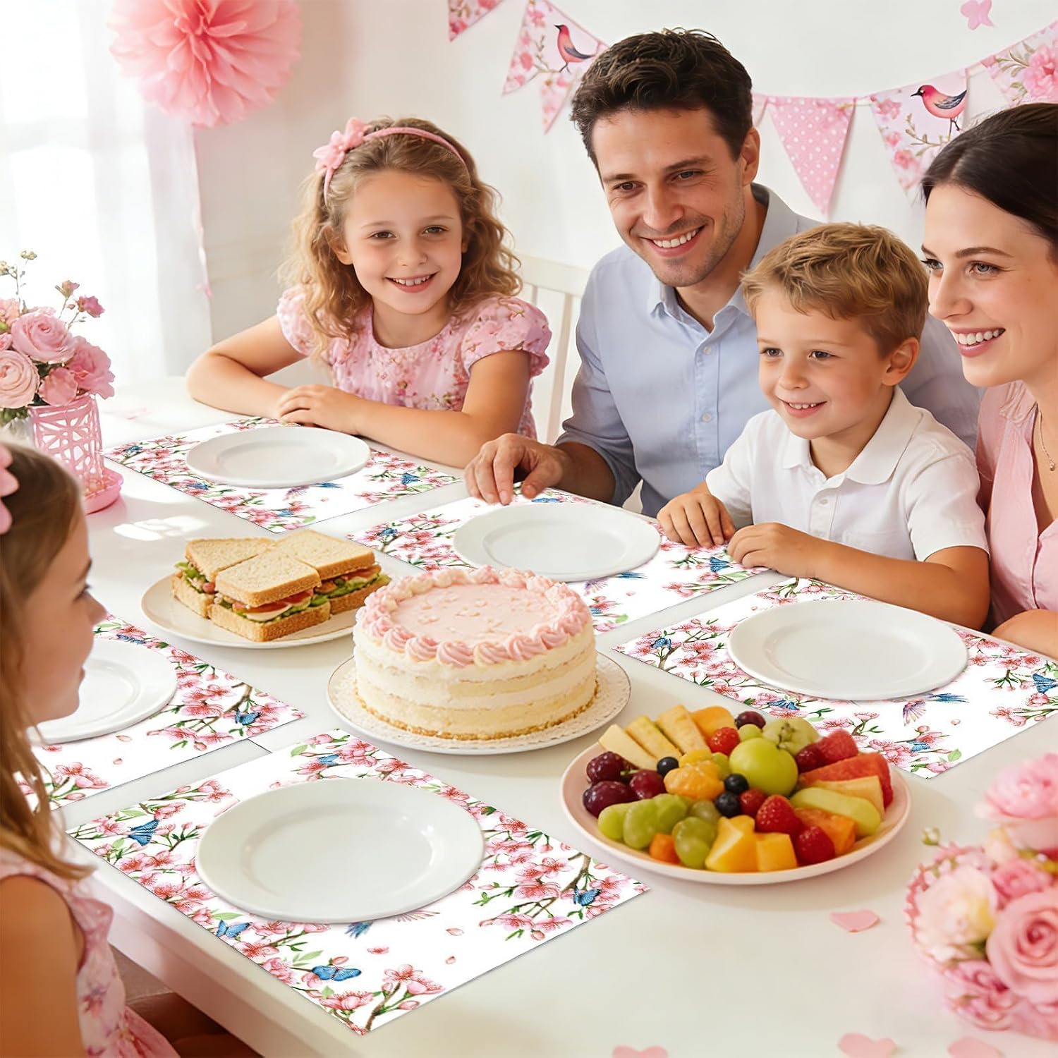 50Pcs Flower Bird Butterfly Paper Placemats 11" x 17" - Hummingbird Floral Disposable Table Mats - Grencian